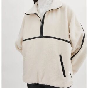 Lamarque Cream and Black Fleece Pullover